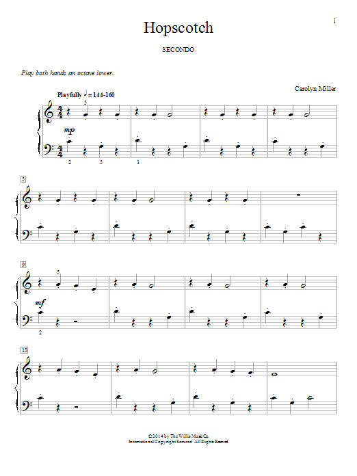 Carolyn Miller Hopscotch Sheet Music Notes & Chords for Piano Duet - Download or Print PDF