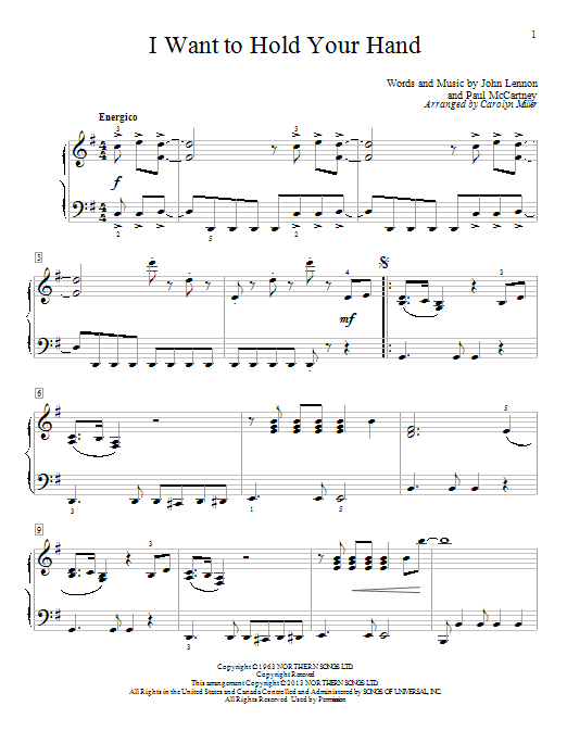 Carolyn Miller I Want To Hold Your Hand Sheet Music Notes & Chords for Educational Piano - Download or Print PDF