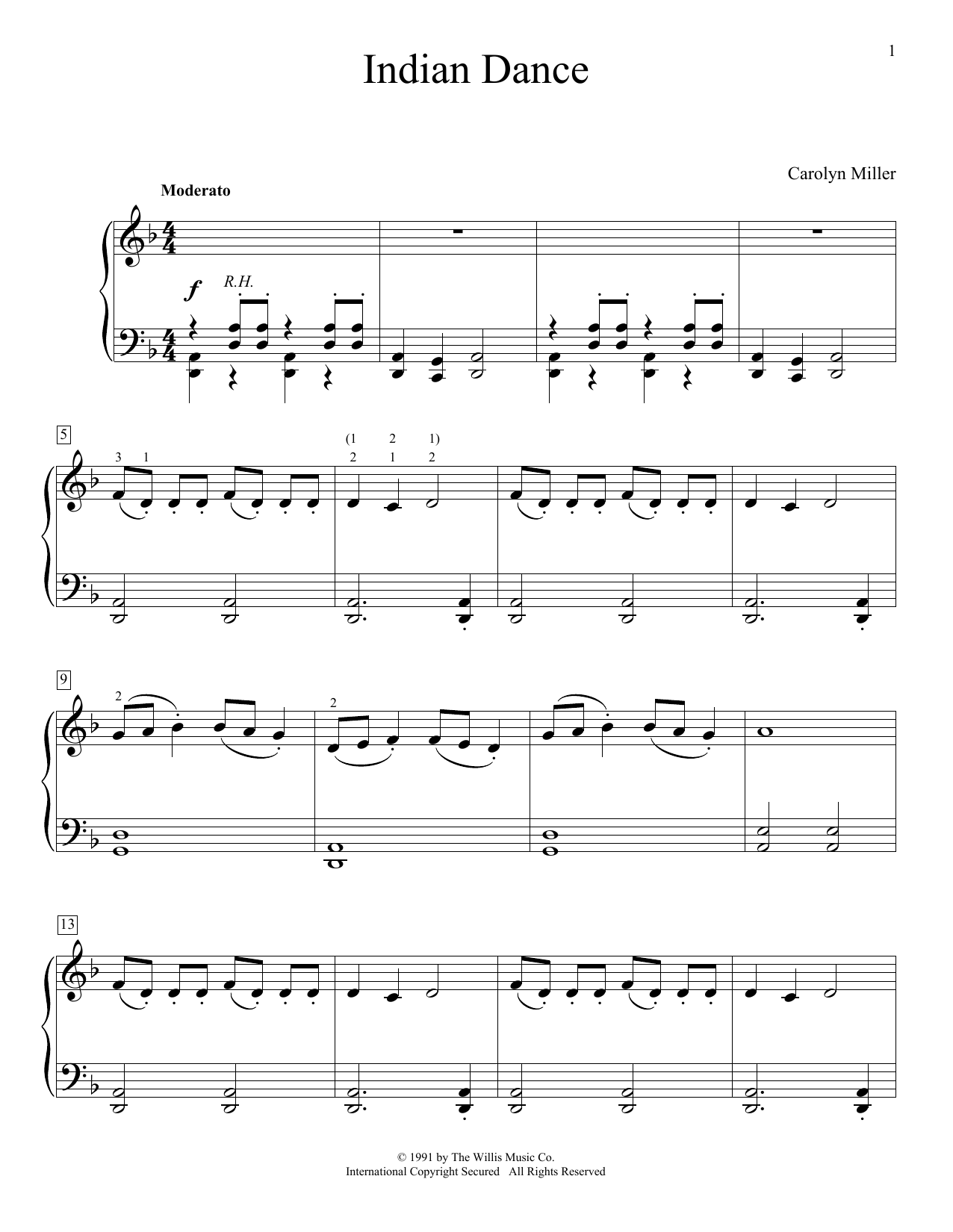 Carolyn Miller Indian Dance Sheet Music Notes & Chords for Educational Piano - Download or Print PDF