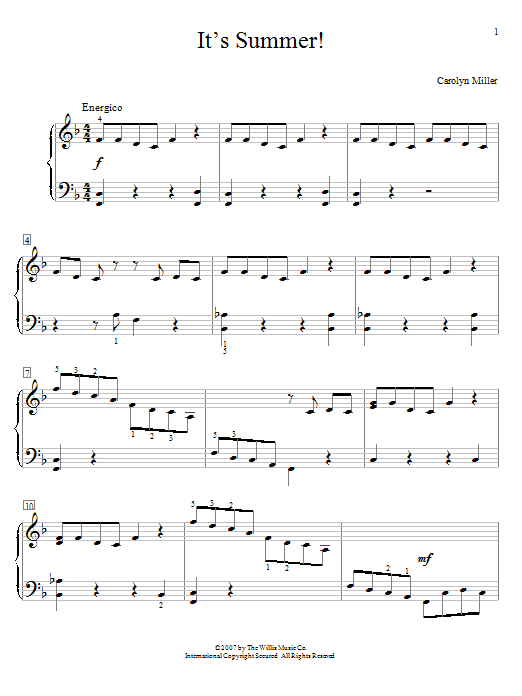 Carolyn Miller It's Summer! Sheet Music Notes & Chords for Educational Piano - Download or Print PDF