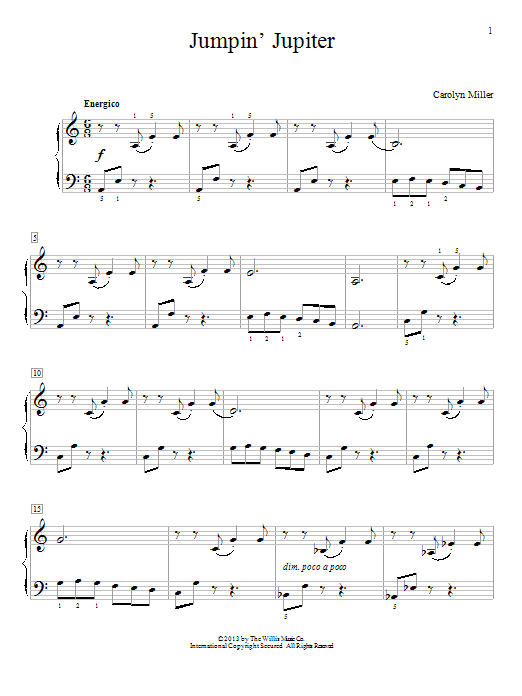 Carolyn Miller Jumpin' Jupiter Sheet Music Notes & Chords for Educational Piano - Download or Print PDF