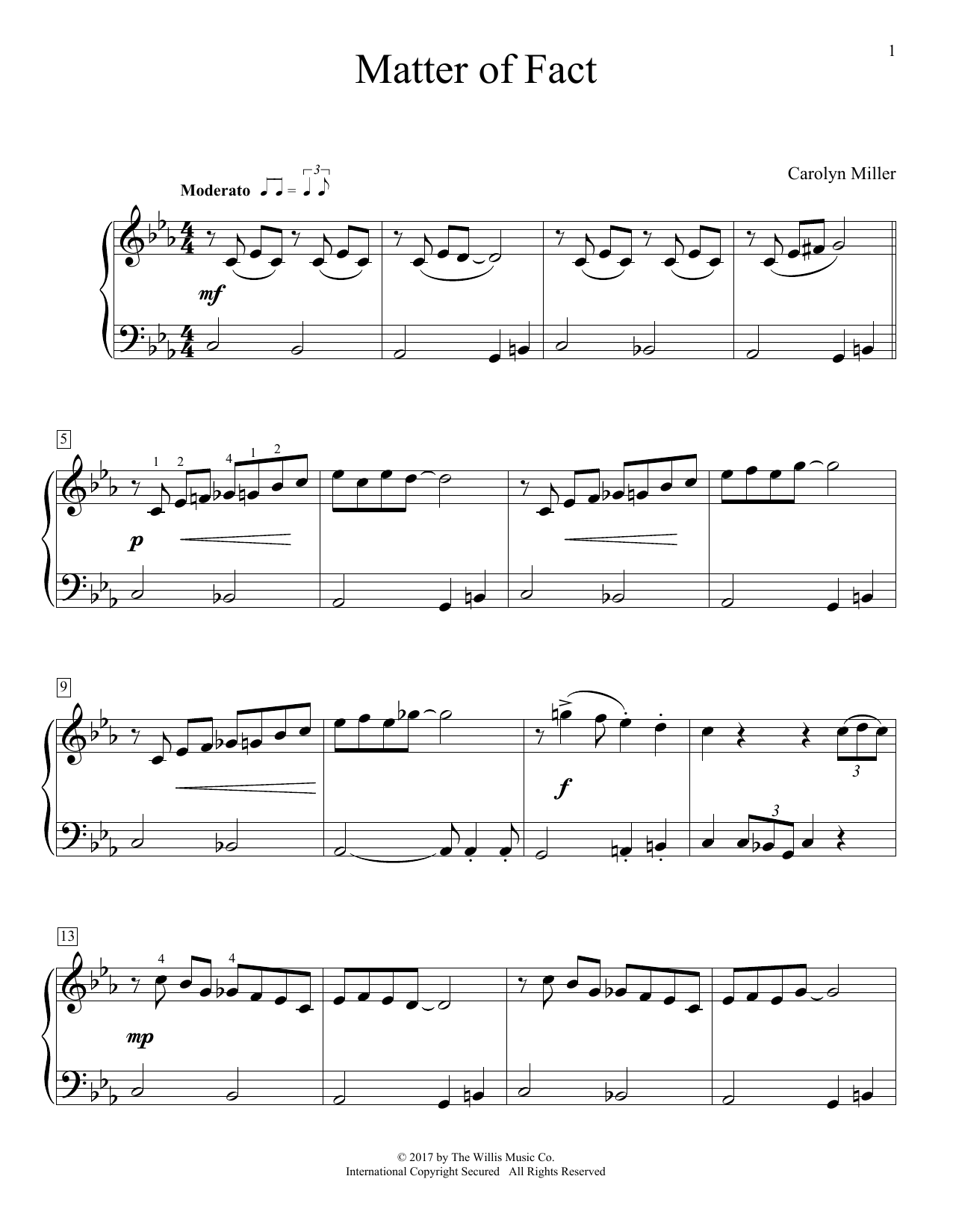 Carolyn Miller Matter Of Fact Sheet Music Notes & Chords for Educational Piano - Download or Print PDF