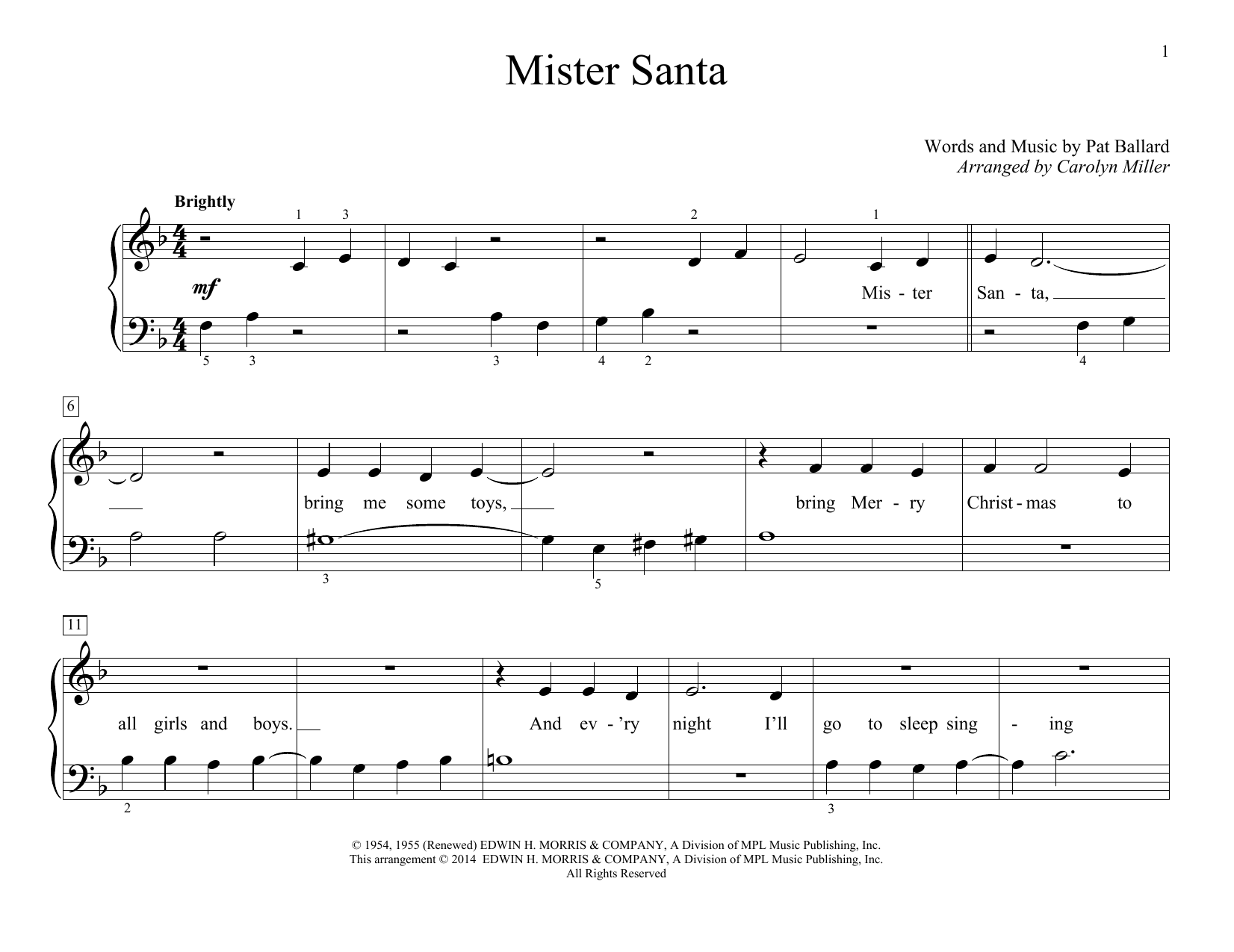 Carolyn Miller Mister Santa Sheet Music Notes & Chords for Educational Piano - Download or Print PDF