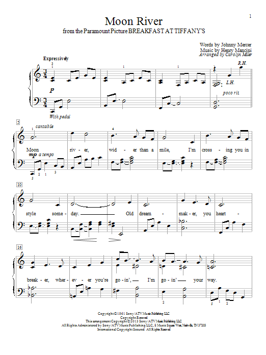 Carolyn Miller Moon River Sheet Music Notes & Chords for Educational Piano - Download or Print PDF
