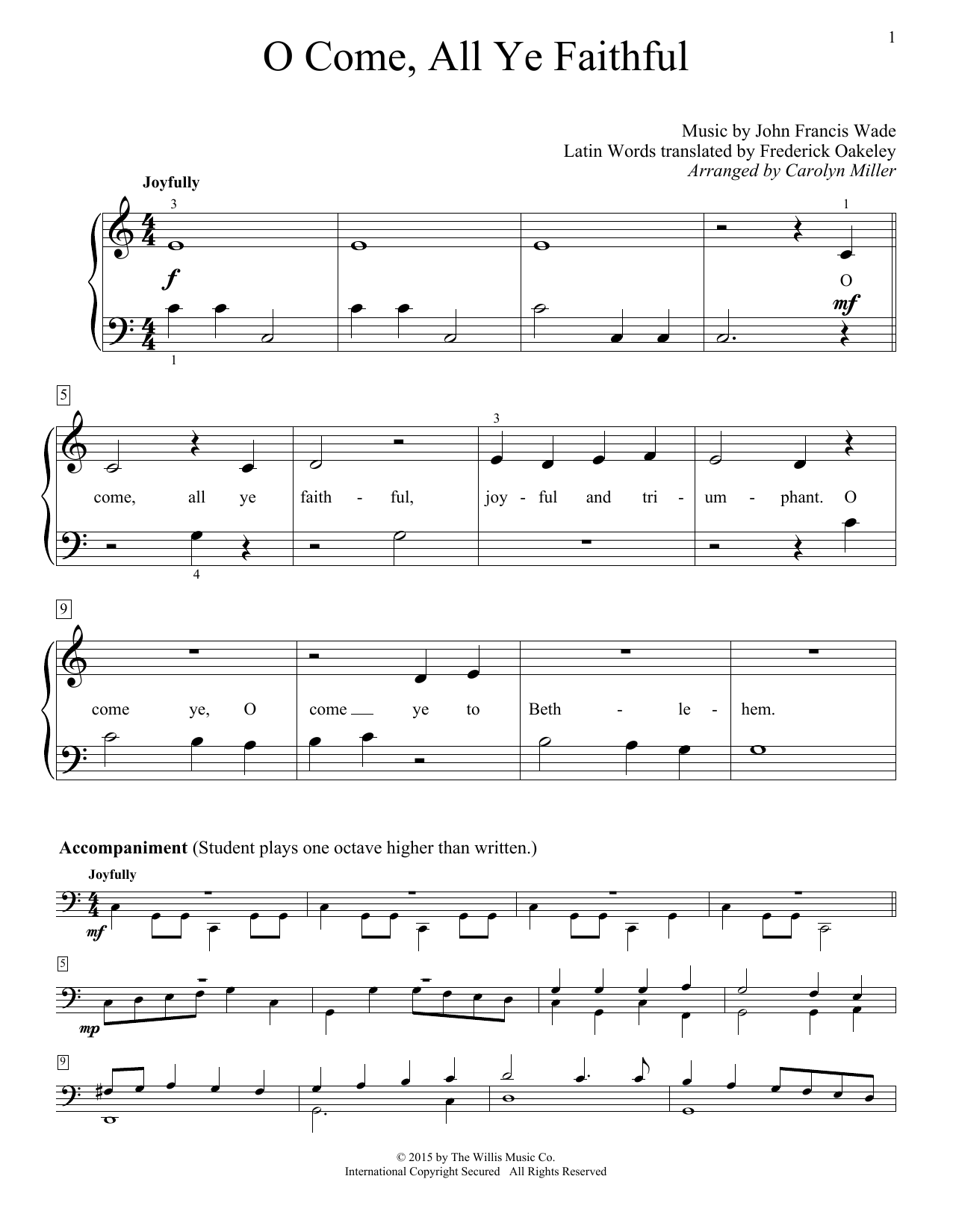 Carolyn Miller O Come, All Ye Faithful (Adeste Fideles) Sheet Music Notes & Chords for Educational Piano - Download or Print PDF