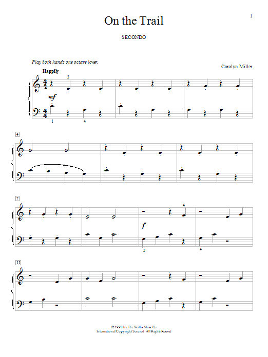 Carolyn Miller On The Trail Sheet Music Notes & Chords for Piano Duet - Download or Print PDF