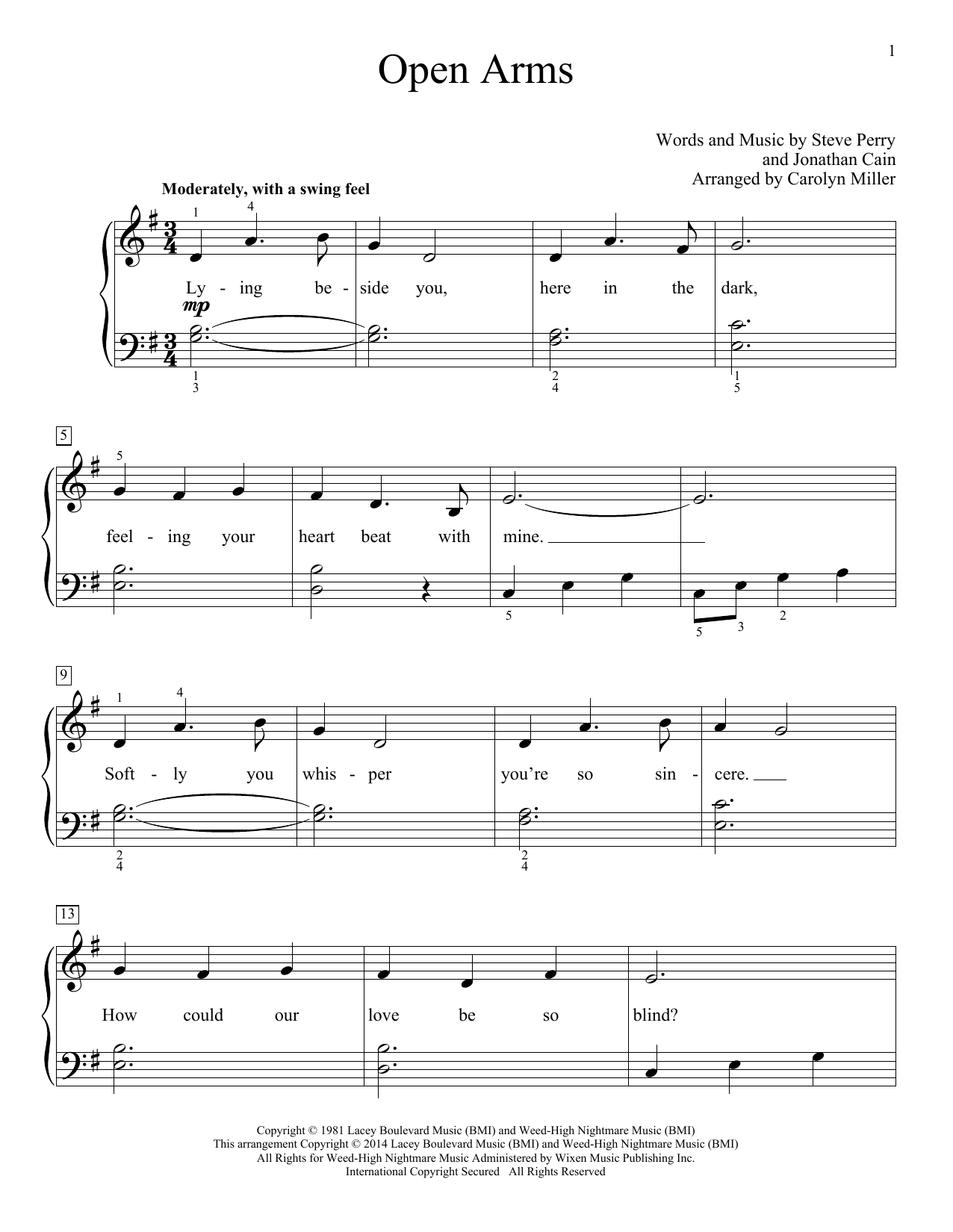 Carolyn Miller Open Arms Sheet Music Notes & Chords for Educational Piano - Download or Print PDF