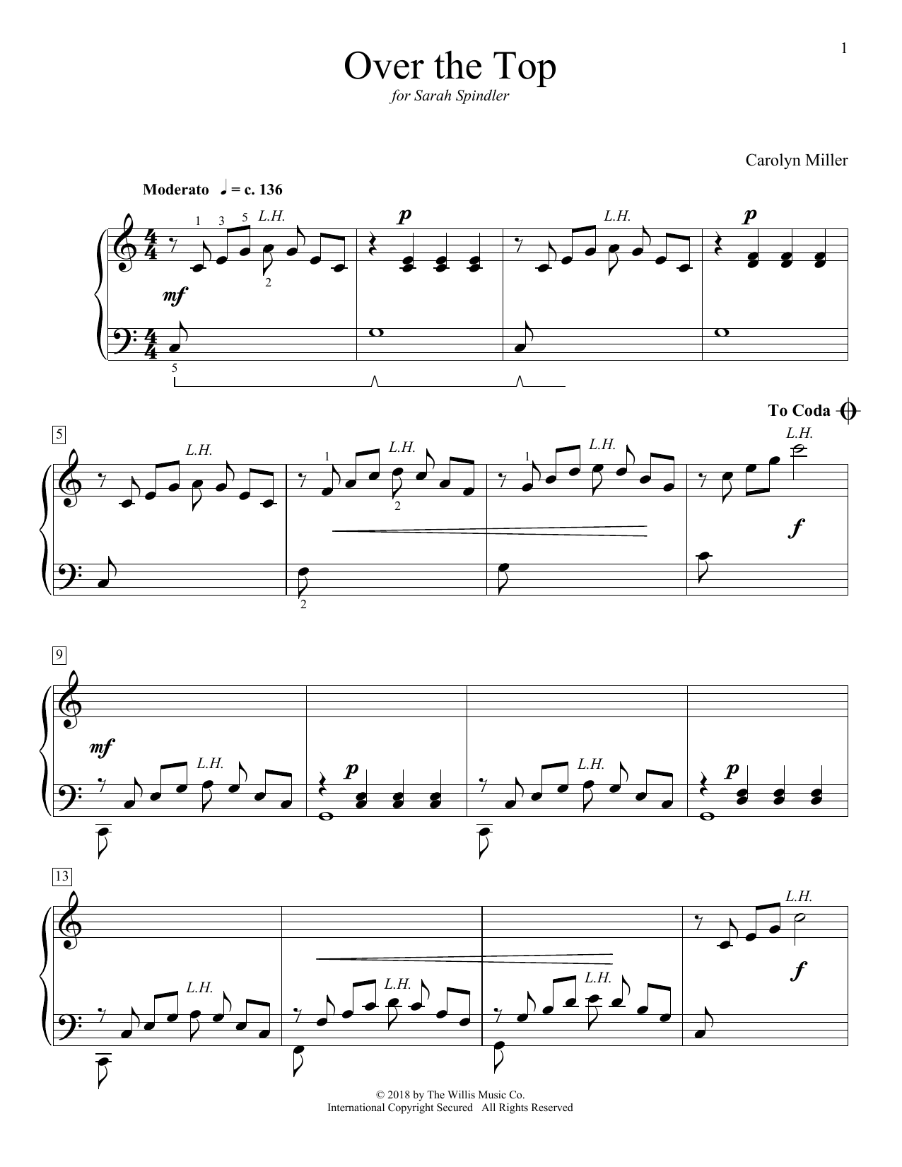 Carolyn Miller Over The Top Sheet Music Notes & Chords for Educational Piano - Download or Print PDF