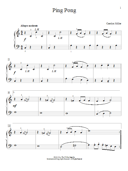Carolyn Miller Ping Pong Sheet Music Notes & Chords for Educational Piano - Download or Print PDF