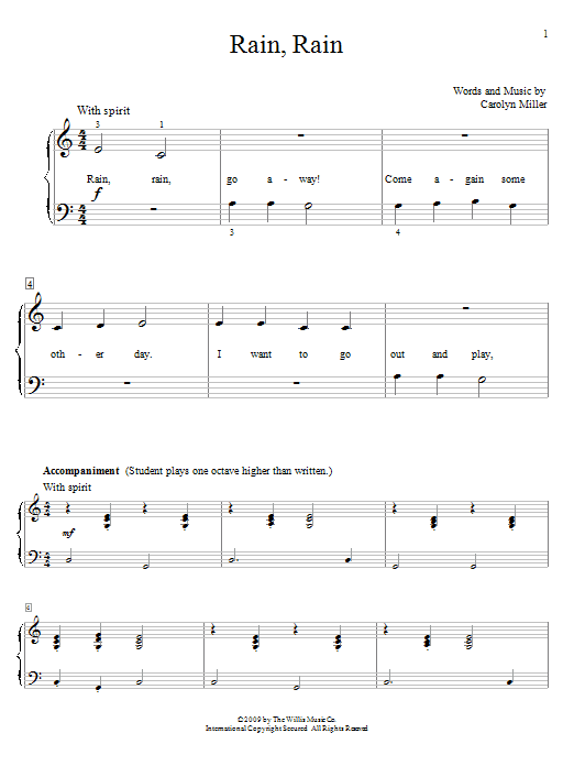 Carolyn Miller Rain, Rain Sheet Music Notes & Chords for Piano Duet - Download or Print PDF