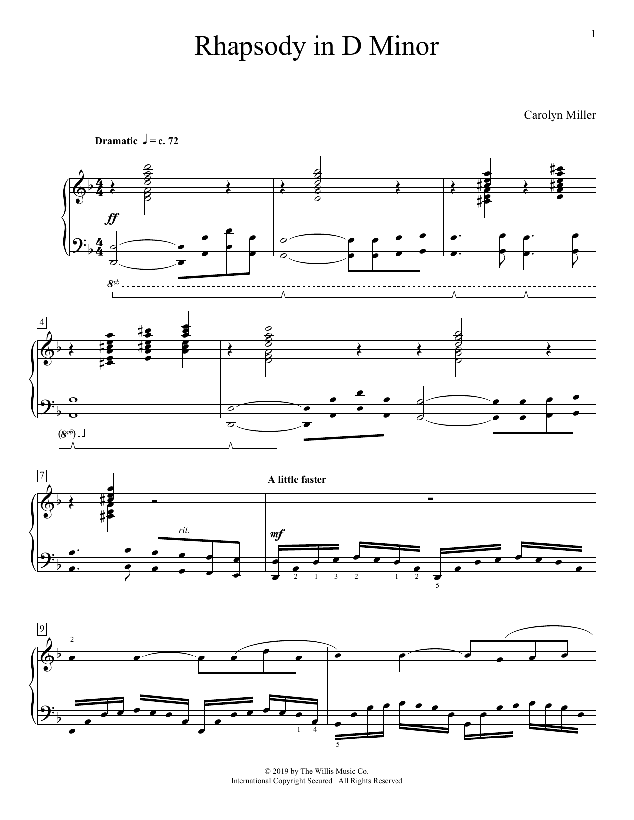 Carolyn Miller Rhapsody In D Minor Sheet Music Notes & Chords for Educational Piano - Download or Print PDF