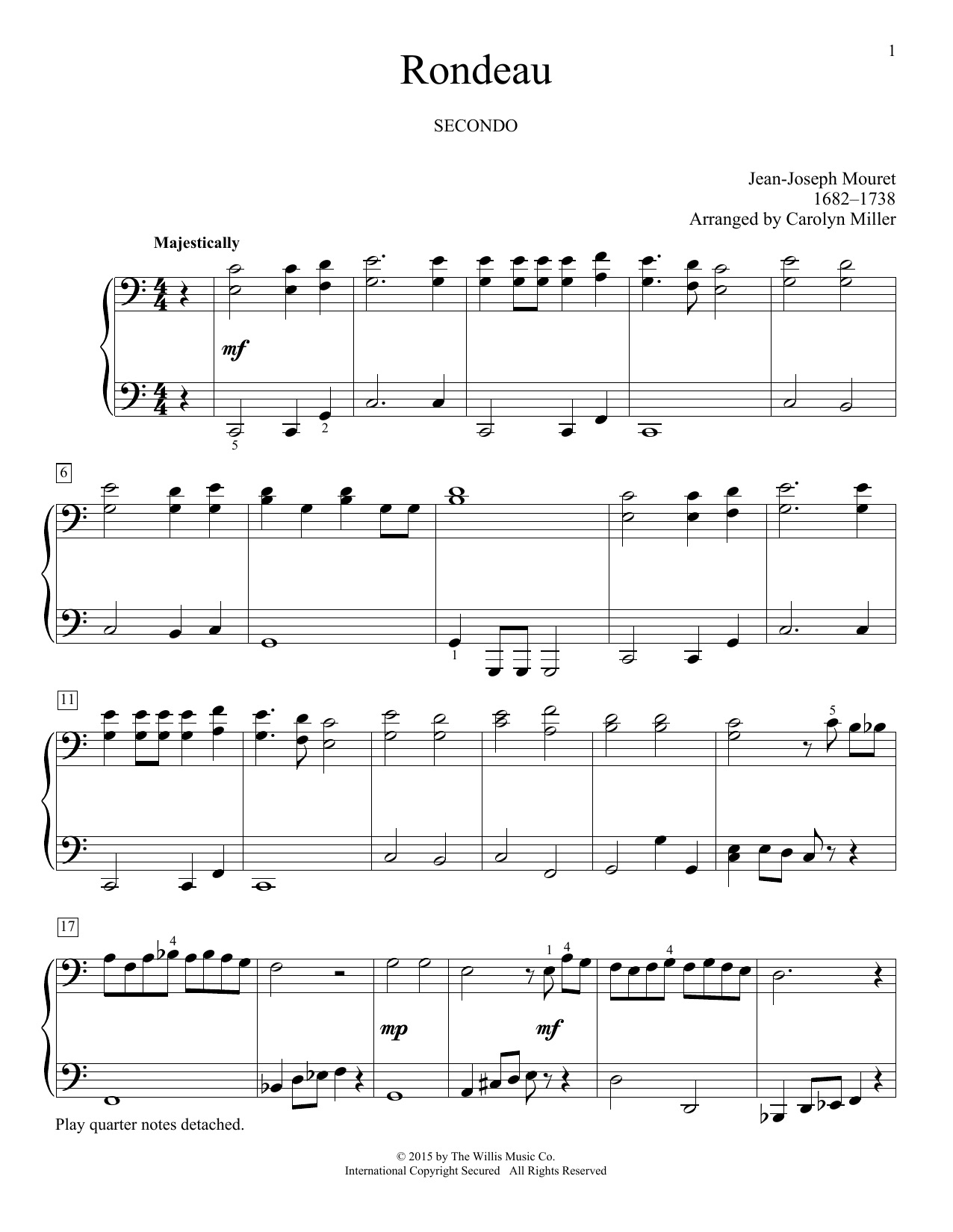 Carolyn Miller Rondeau Sheet Music Notes & Chords for Piano Duet - Download or Print PDF