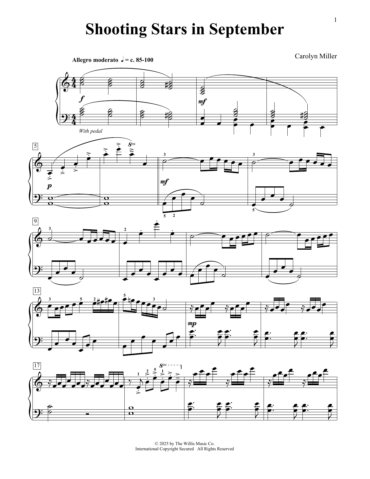 Carolyn Miller Shooting Stars In September Sheet Music Notes & Chords for Educational Piano - Download or Print PDF