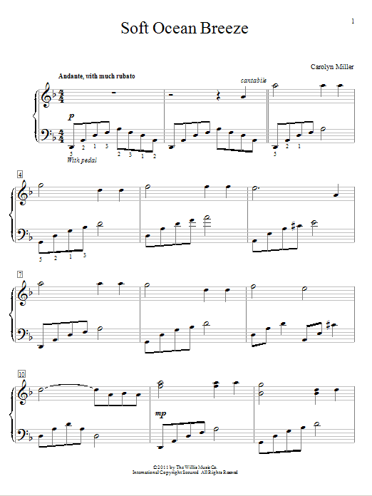 Carolyn Miller Soft Ocean Breeze Sheet Music Notes & Chords for Educational Piano - Download or Print PDF