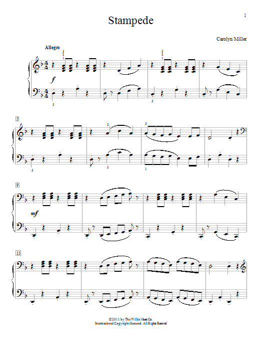 Carolyn Miller Stampede Sheet Music Notes & Chords for Educational Piano - Download or Print PDF Carolyn Miller Stampede Sheet Music Notes & Chords for Educational Piano - Download or Print PDF