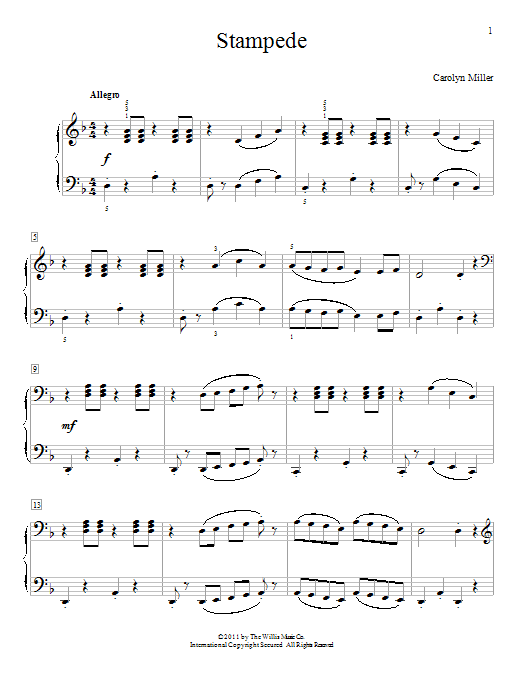 Carolyn Miller Stampede Sheet Music Notes & Chords for Educational Piano - Download or Print PDF