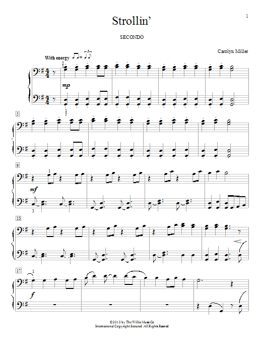 Carolyn Miller Strollin' Sheet Music Notes & Chords for Piano Duet - Download or Print PDF