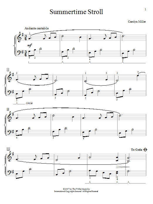 Carolyn Miller Summertime Stroll Sheet Music Notes & Chords for Educational Piano - Download or Print PDF