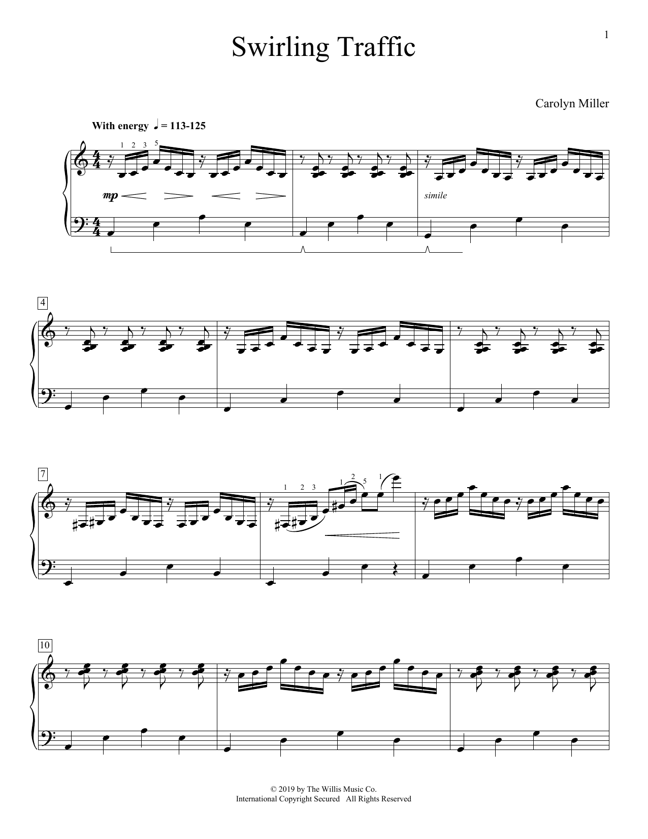 Carolyn Miller Swirling Traffic Sheet Music Notes & Chords for Educational Piano - Download or Print PDF