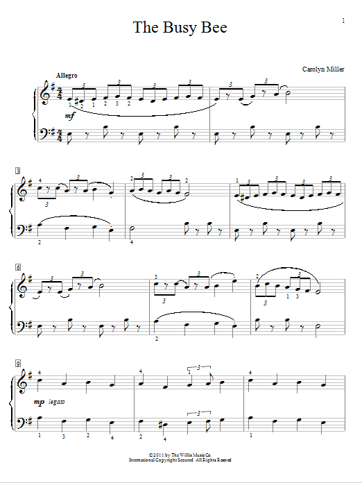Carolyn Miller The Busy Bee Sheet Music Notes & Chords for Educational Piano - Download or Print PDF