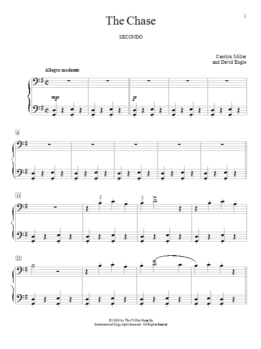 Carolyn Miller The Chase Sheet Music Notes & Chords for Piano Duet - Download or Print PDF