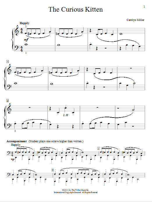 Carolyn Miller The Curious Kitten Sheet Music Notes & Chords for Educational Piano - Download or Print PDF