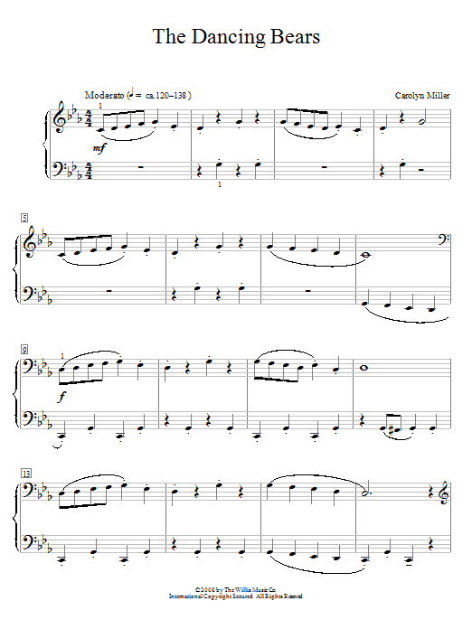 Carolyn Miller The Dancing Bears Sheet Music Notes & Chords for Educational Piano - Download or Print PDF
