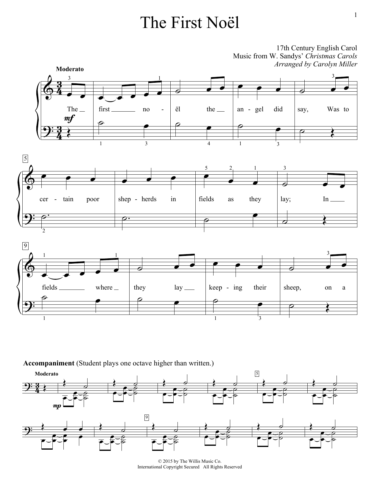 Carolyn Miller The First Noel Sheet Music Notes & Chords for Educational Piano - Download or Print PDF