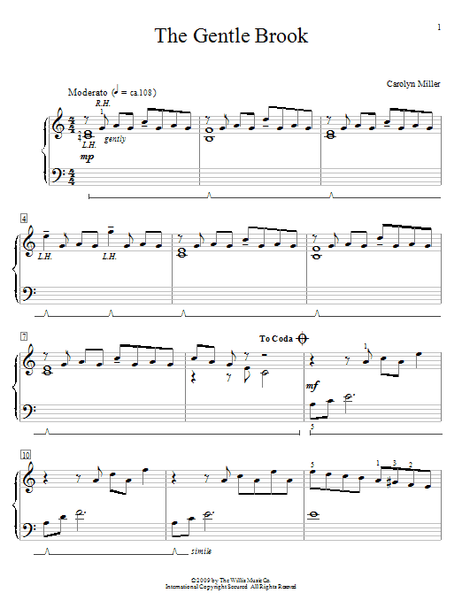 Carolyn Miller The Gentle Brook Sheet Music Notes & Chords for Educational Piano - Download or Print PDF