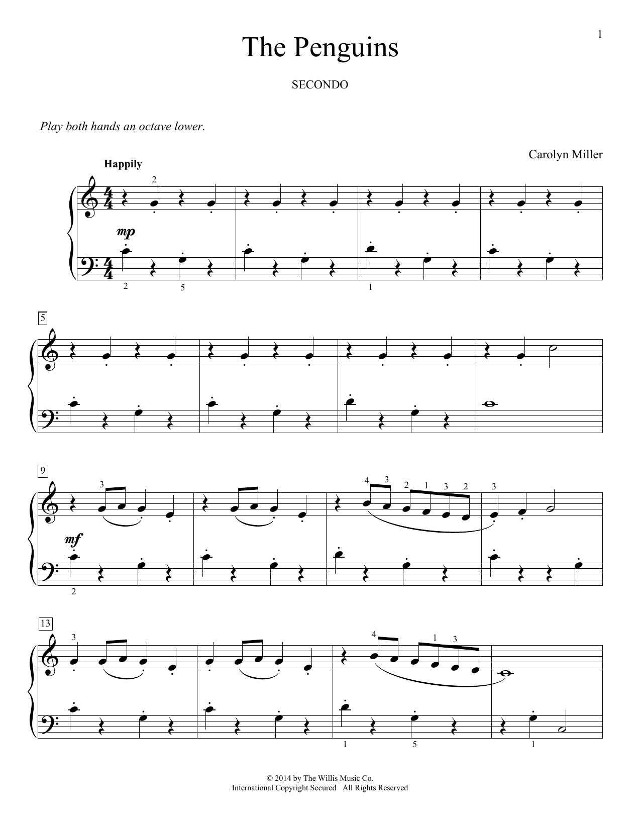Carolyn Miller The Penguins Sheet Music Notes & Chords for Piano Duet - Download or Print PDF