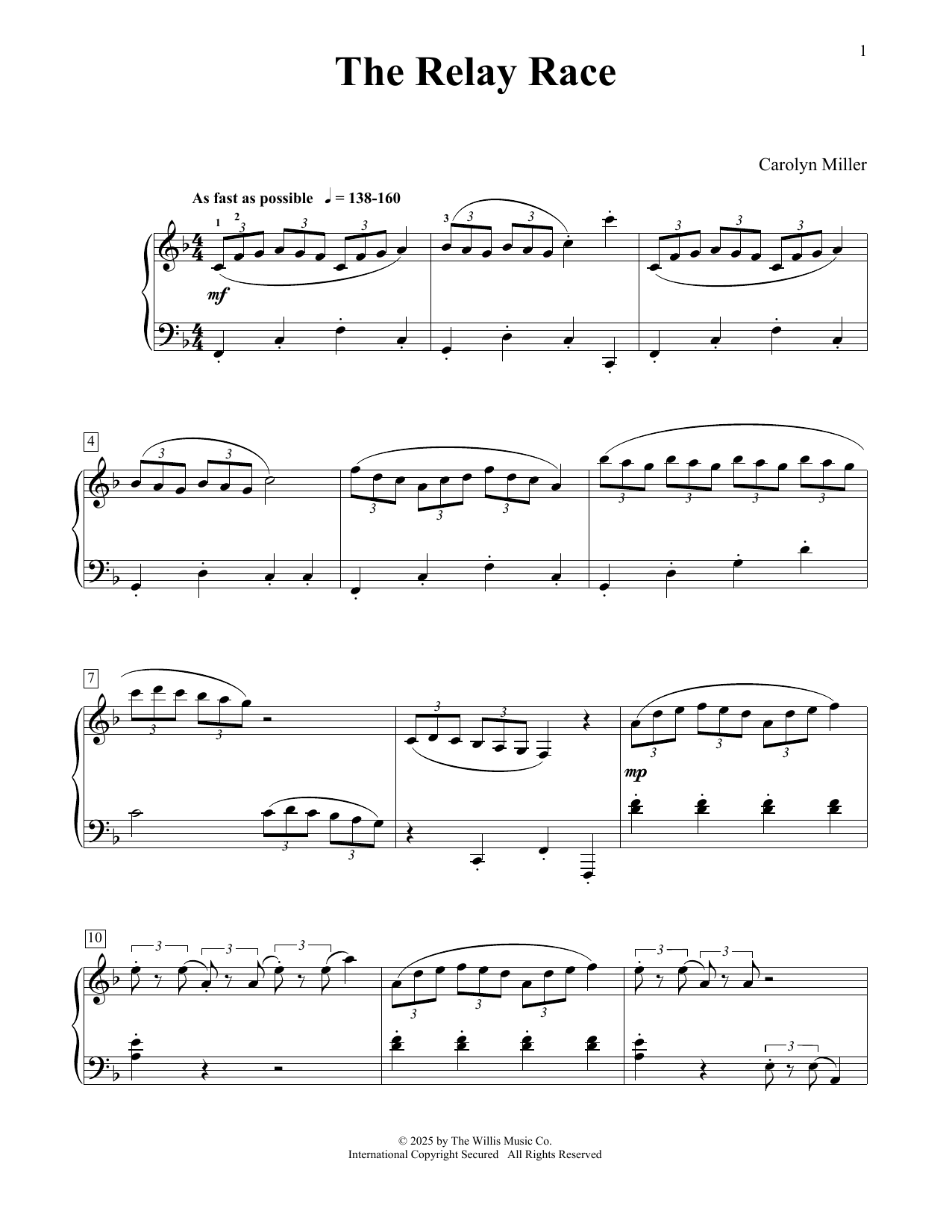 Carolyn Miller The Relay Race Sheet Music Notes & Chords for Educational Piano - Download or Print PDF