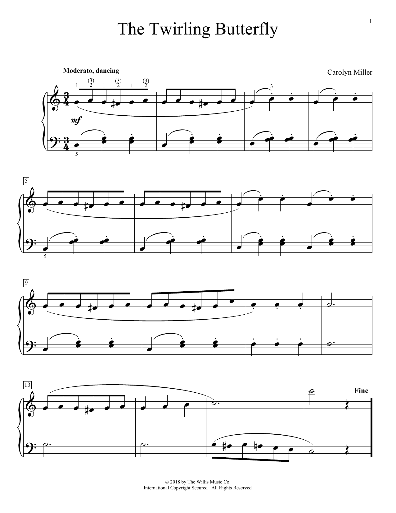 Carolyn Miller The Twirling Butterfly Sheet Music Notes & Chords for Educational Piano - Download or Print PDF