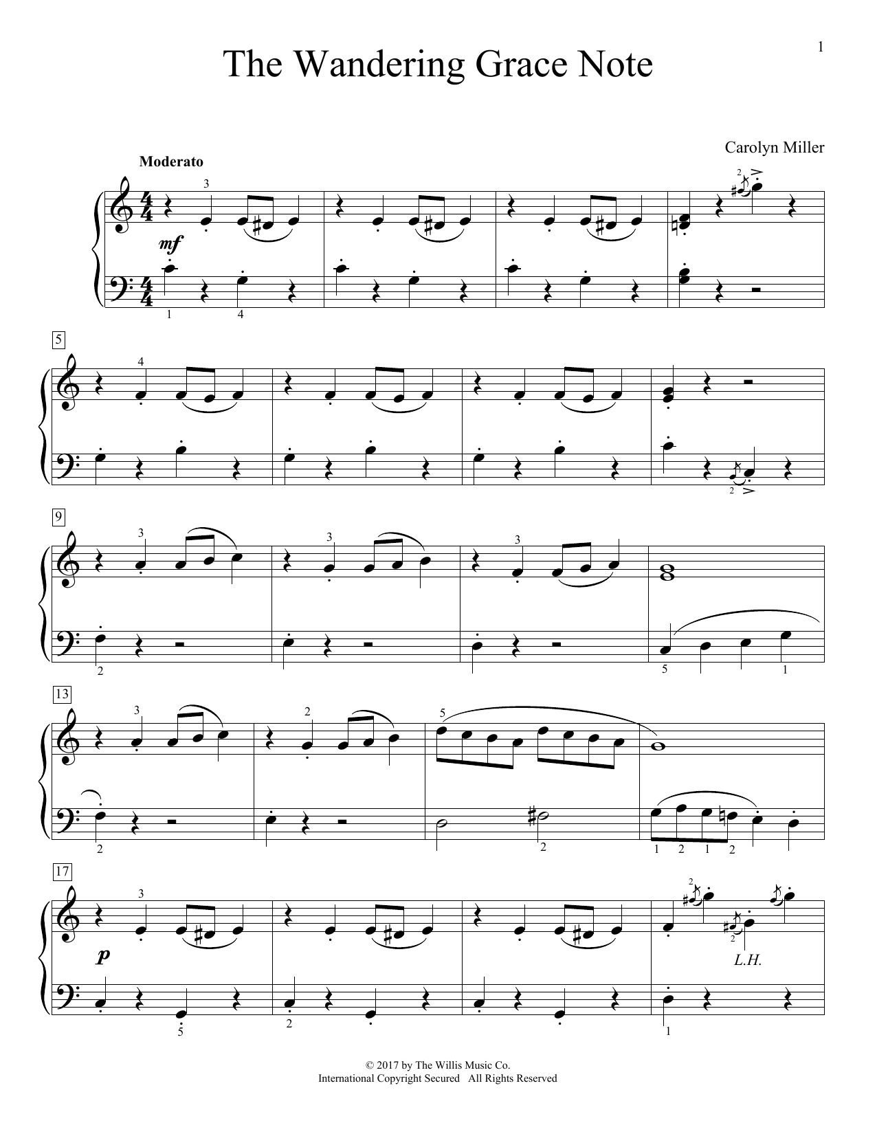 Carolyn Miller The Wandering Grace Note Sheet Music Notes & Chords for Educational Piano - Download or Print PDF
