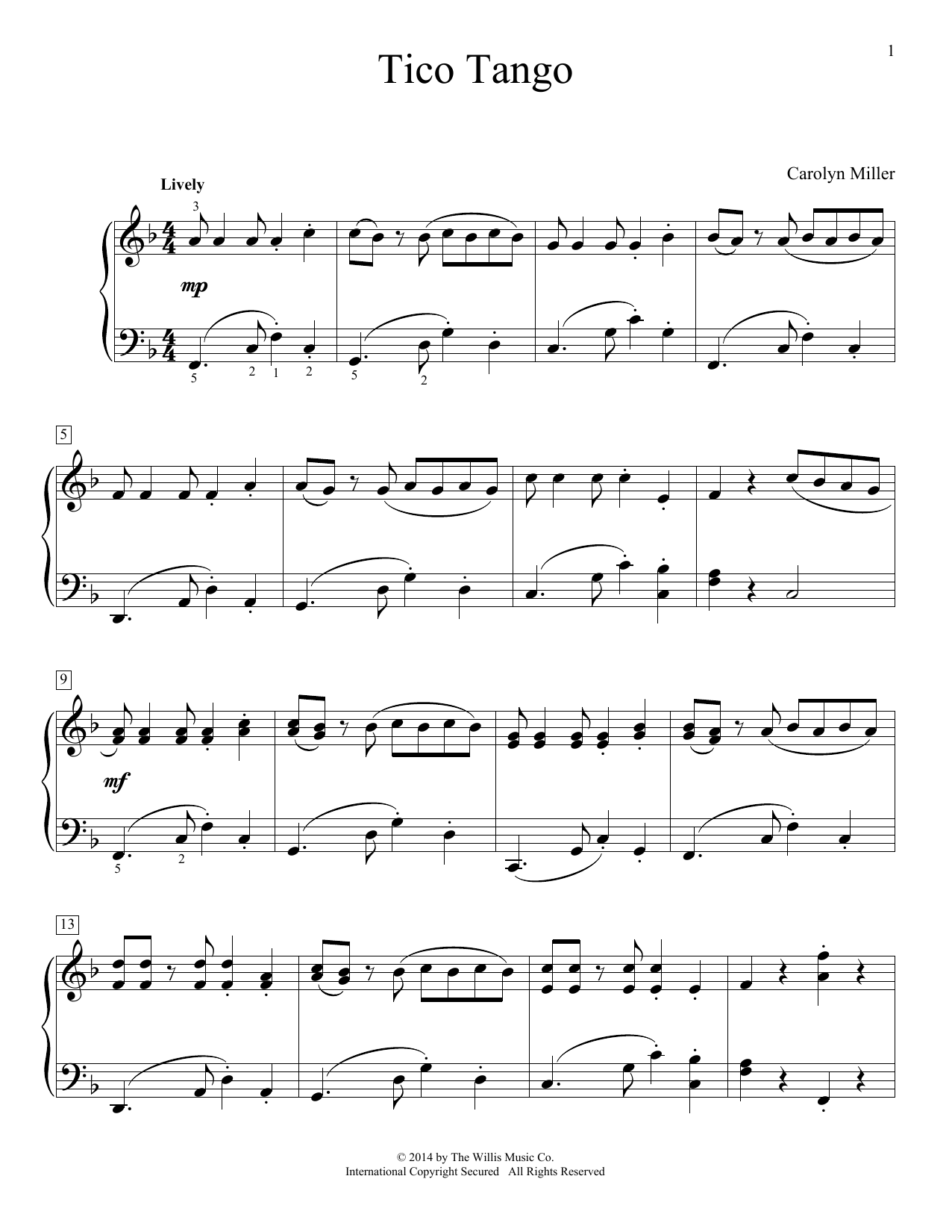 Carolyn Miller Tico Tango Sheet Music Notes & Chords for Educational Piano - Download or Print PDF
