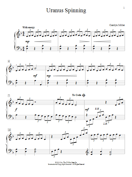 Carolyn Miller Uranus Spinning Sheet Music Notes & Chords for Educational Piano - Download or Print PDF