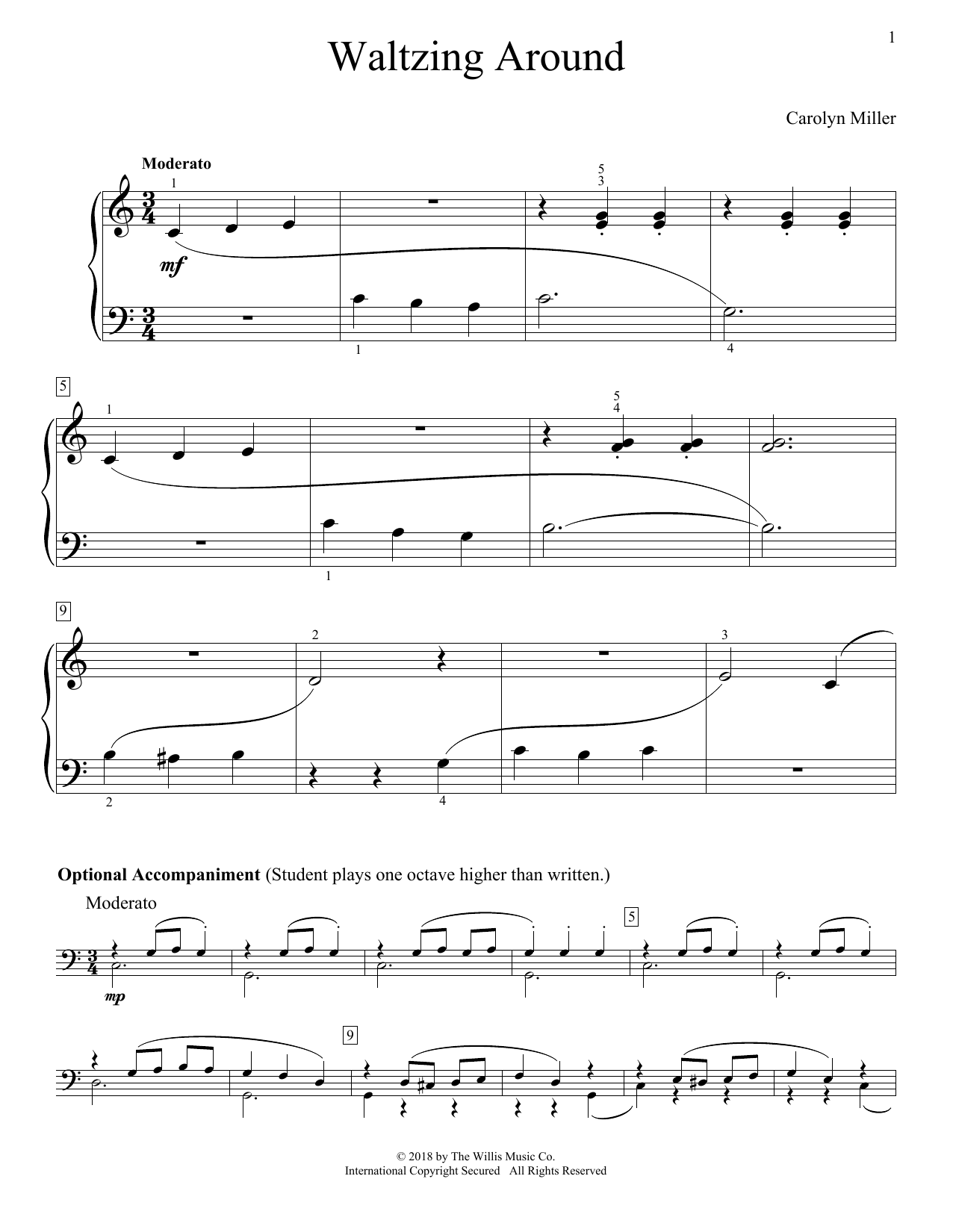 Carolyn Miller Waltzing Around Sheet Music Notes & Chords for Educational Piano - Download or Print PDF