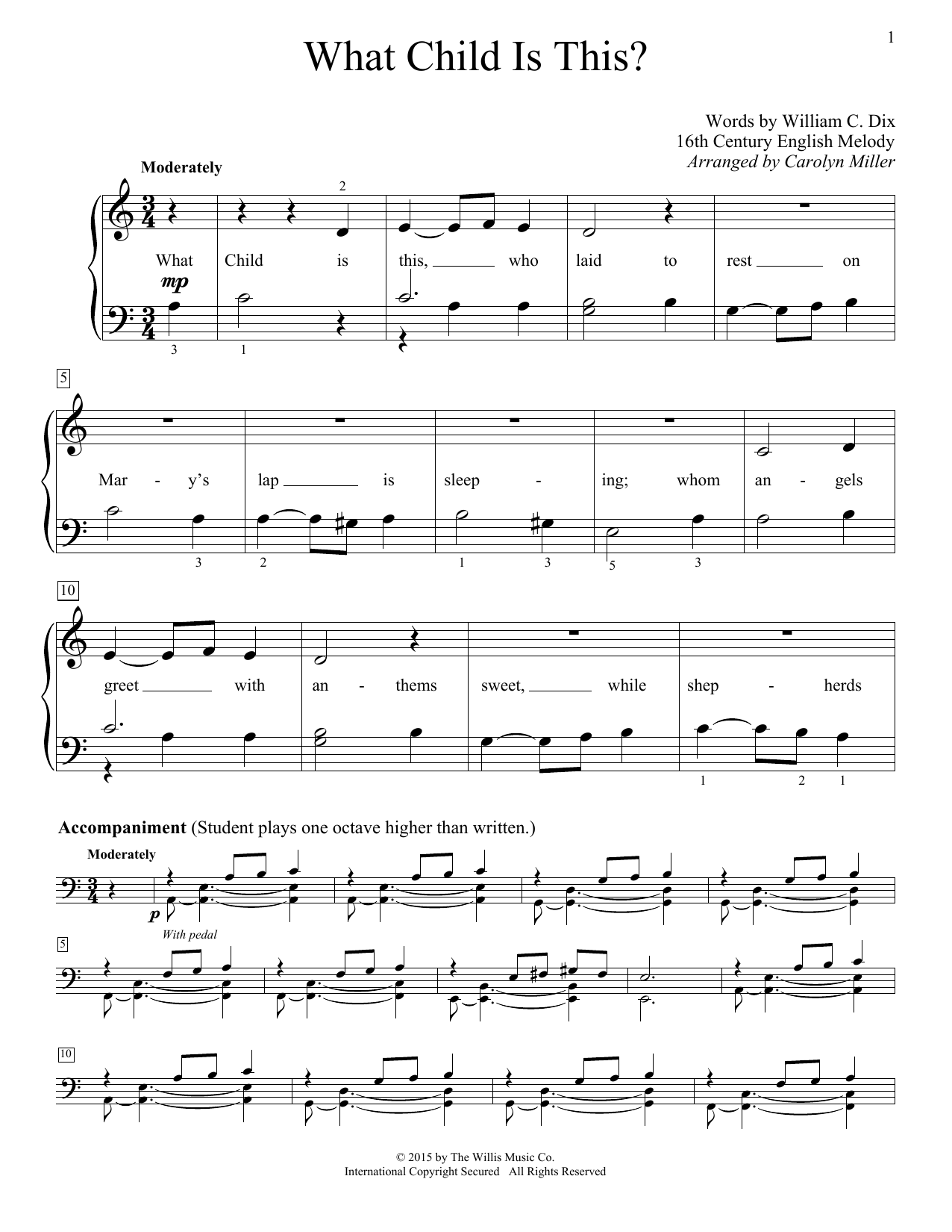 Carolyn Miller What Child Is This? Sheet Music Notes & Chords for Educational Piano - Download or Print PDF