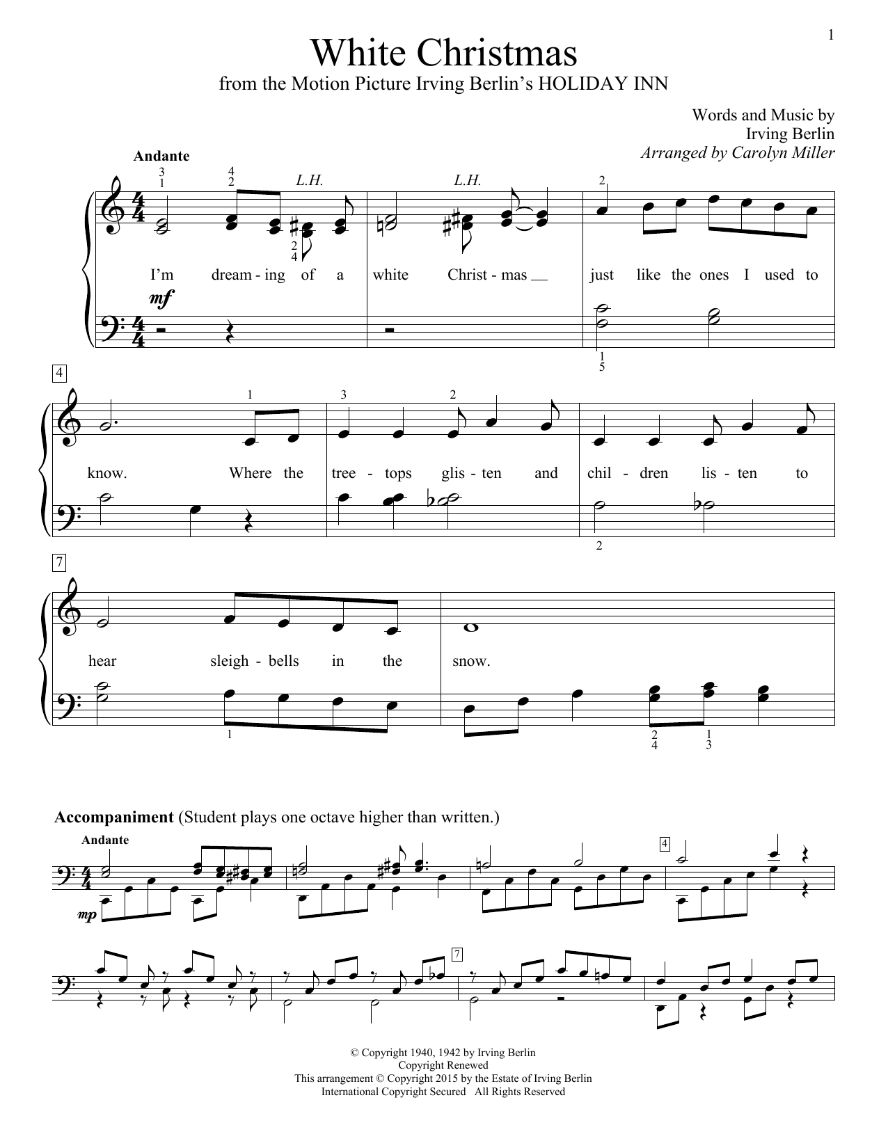 Carolyn Miller White Christmas Sheet Music Notes & Chords for Educational Piano - Download or Print PDF