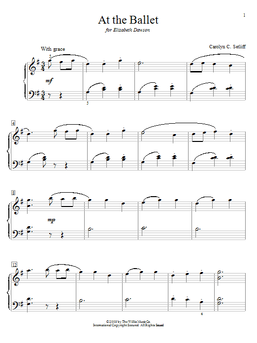 Preview Carolyn C. Setliff At The Ballet Classical sheet music, notes and chords for Educational Piano, SKU: 72018 At The Ballet sheet music
