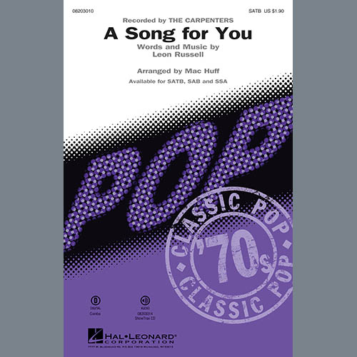 Carpenters, A Song For You (arr. Mac Huff) - Bb Trumpet 1, Choir Instrumental Pak