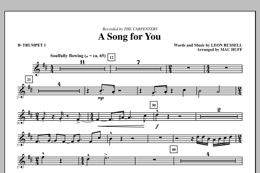 Carpenters A Song For You (arr. Mac Huff) - Bb Trumpet 1 Sheet Music Notes & Chords for Choir Instrumental Pak - Download or Print PDF