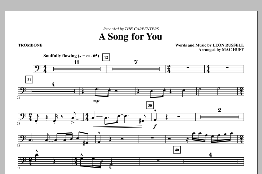 Carpenters A Song For You (arr. Mac Huff) - Trombone Sheet Music Notes & Chords for Choir Instrumental Pak - Download or Print PDF