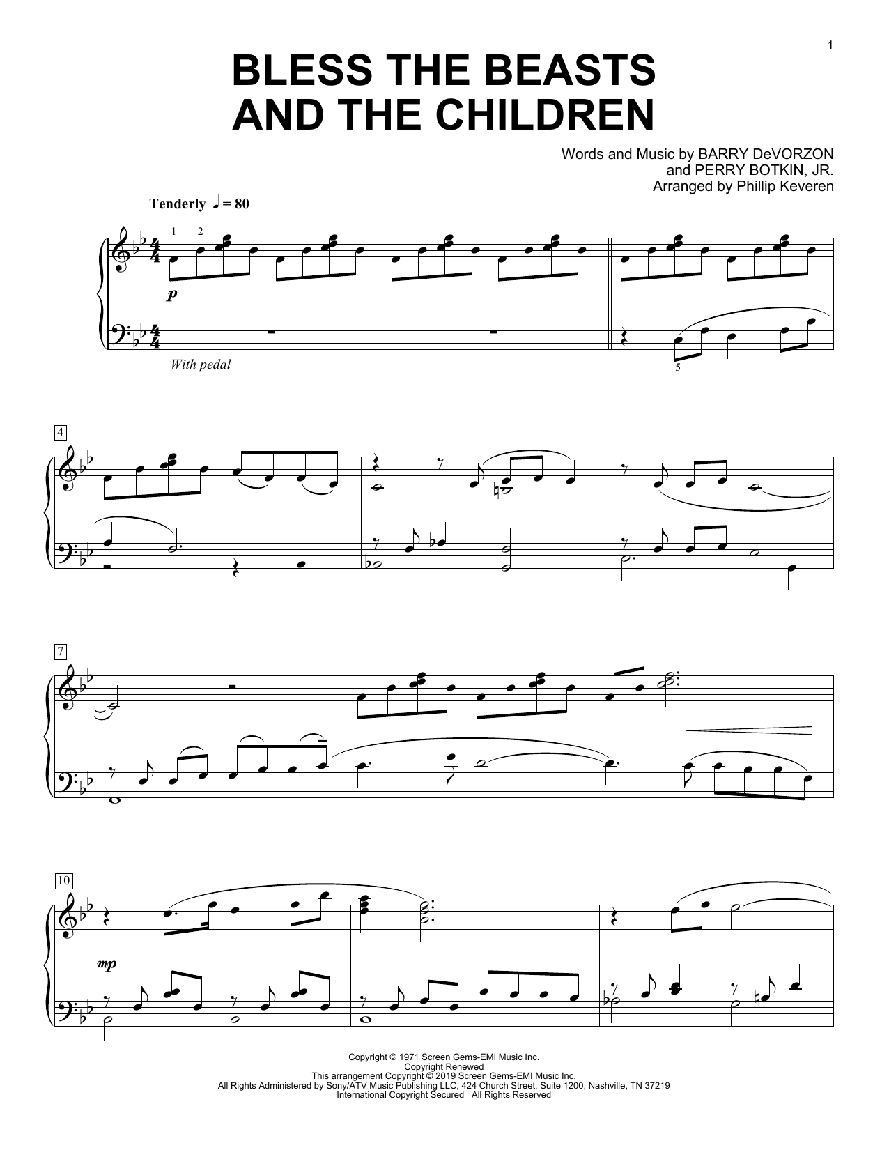 Carpenters Bless The Beasts And Children (arr. Phillip Keveren) Sheet Music Notes & Chords for Piano Solo - Download or Print PDF