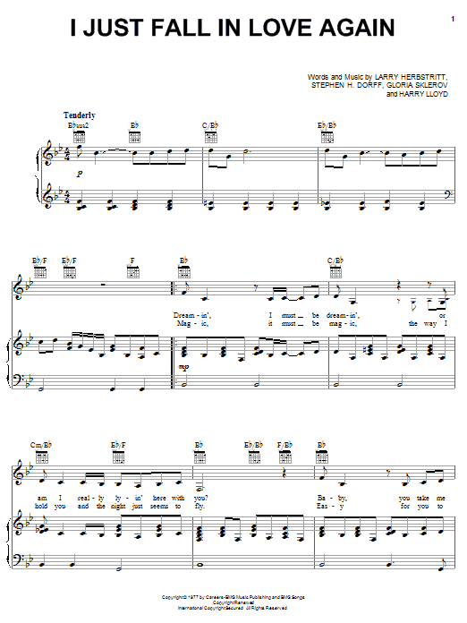 Carpenters I Just Fall In Love Again sheet music notes and chords. Download Printable PDF.