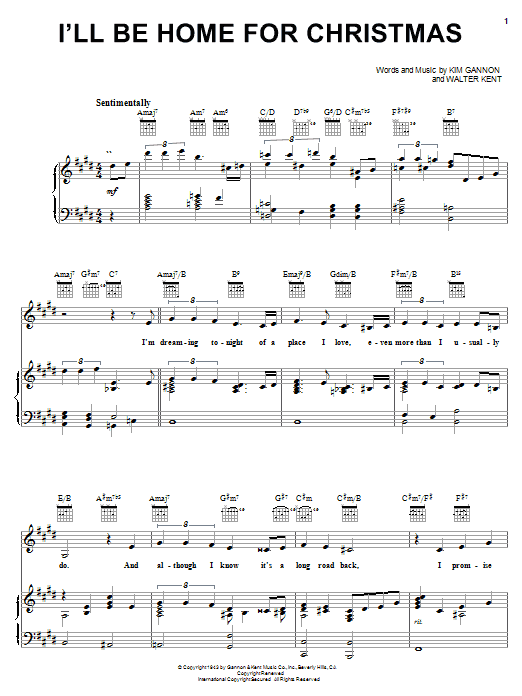 Carpenters I'll Be Home For Christmas Sheet Music Notes & Chords for Piano - Download or Print PDF