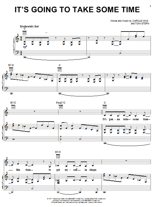 Preview Carpenters It's Going To Take Some Time Pop sheet music, notes and chords for Piano (Big Notes), SKU: 58439 It's Going To Take Some Time sheet music