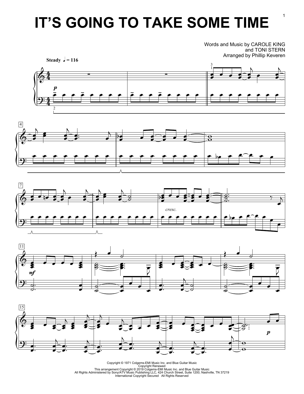Carpenters It's Going To Take Some Time (arr. Phillip Keveren) Sheet Music Notes & Chords for Piano Solo - Download or Print PDF