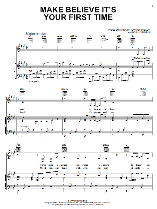 Carpenters Make Believe It's Your First Time Sheet Music Notes & Chords for Piano, Vocal & Guitar (Right-Hand Melody) - Download or Print PDF