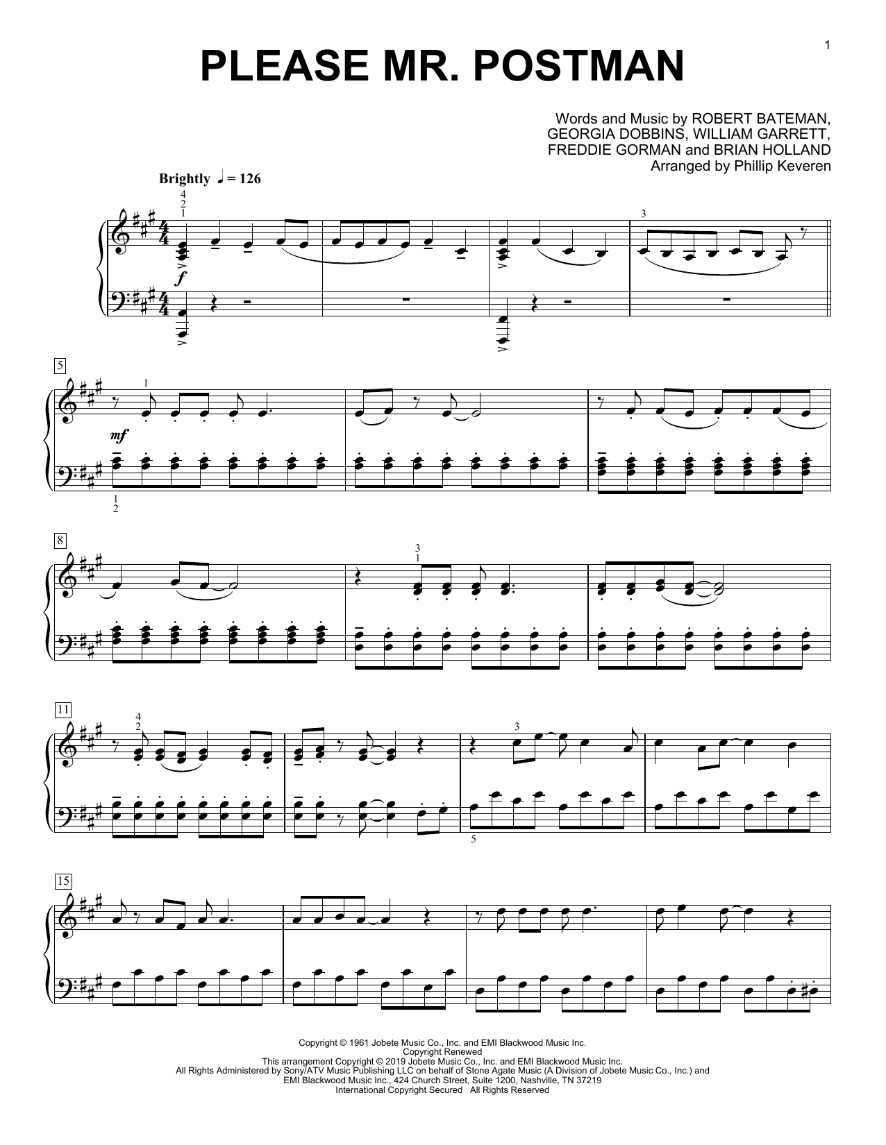 Carpenters Please Mr. Postman (arr. Phillip Keveren) Sheet Music Notes & Chords for Piano Solo - Download or Print PDF