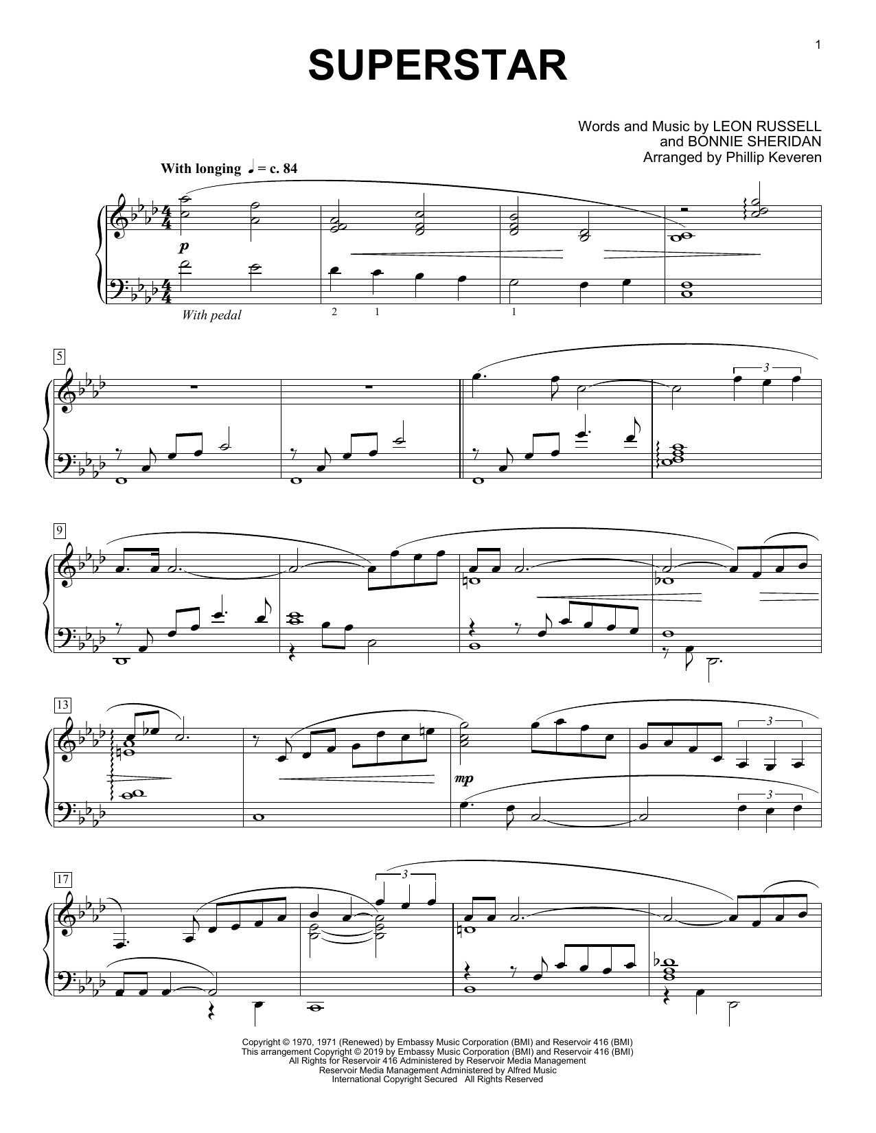 Carpenters Superstar (arr. Phillip Keveren) Sheet Music Notes & Chords for Piano Solo - Download or Print PDF